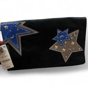 *NWT* INC “Star Patch” Convertible Clutch Crossbody Bag Black + Blue